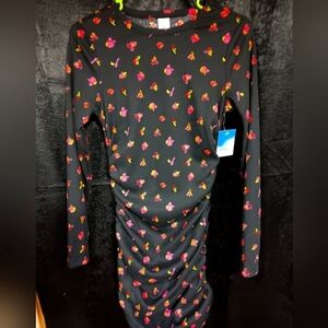 NWT mini ribbed long sleeve floral dress size small brand Abound